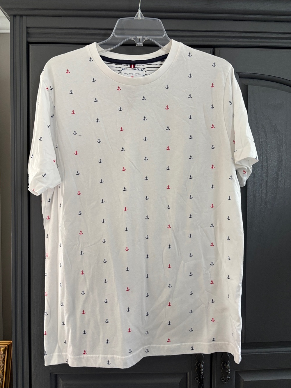 Denim & Flower White Short-Sleeve Anchor Print Tee